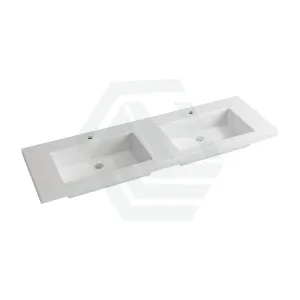 1500x460x135mm Poly Top for Bathroom Vanity Double Bowls Matt White 1 Tap hole No Overflow