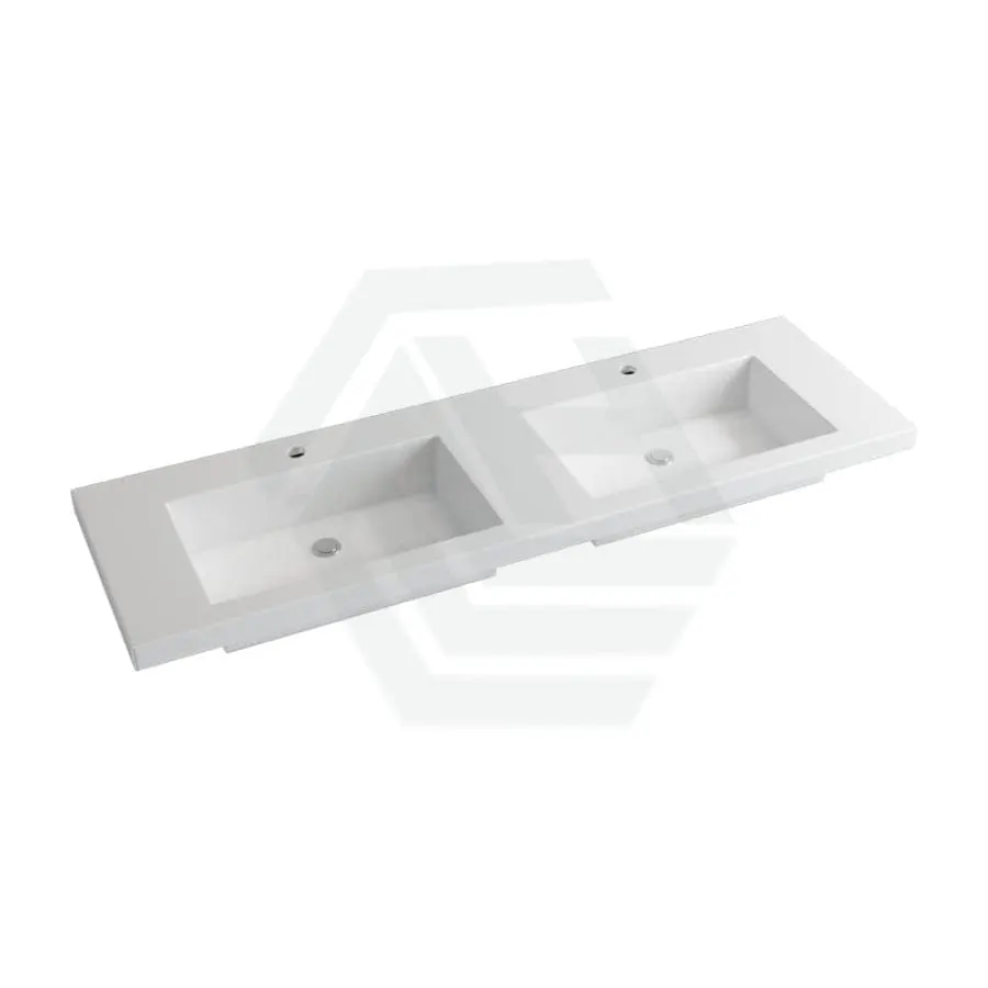 1500x460x135mm Poly Top for Bathroom Vanity Double Bowls Matt White 1 Tap hole No Overflow