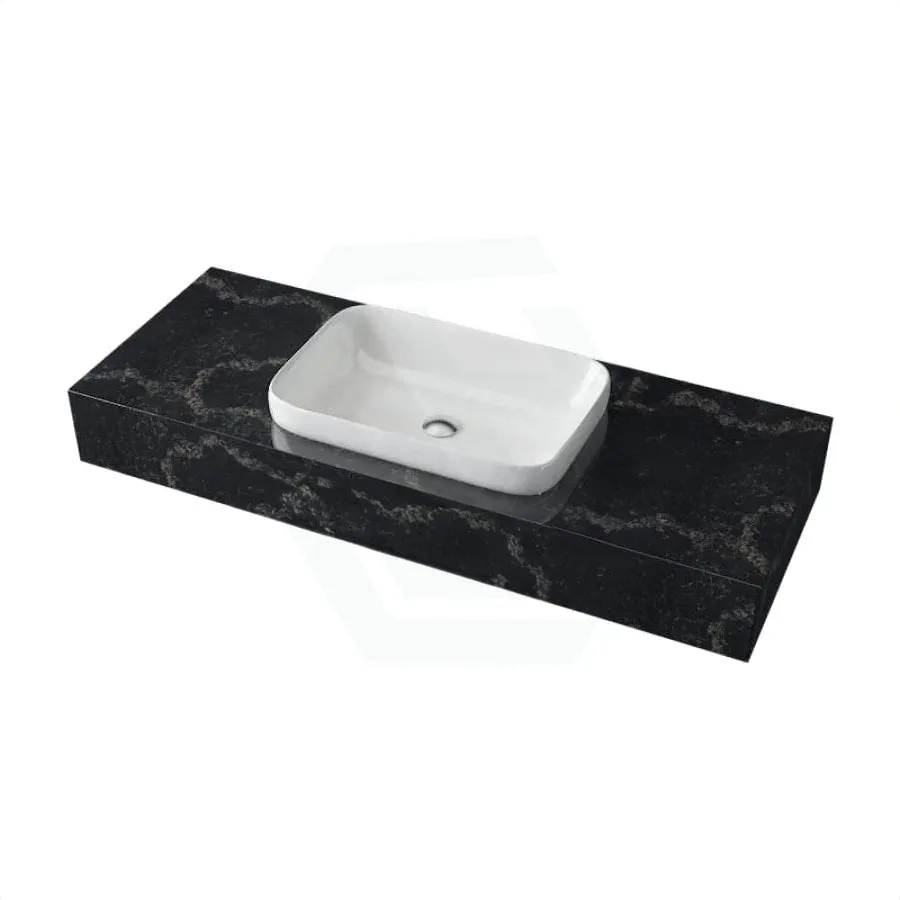 150mm Gloss Black Swan Stone Top Calacatta Quartz with Inset Basin