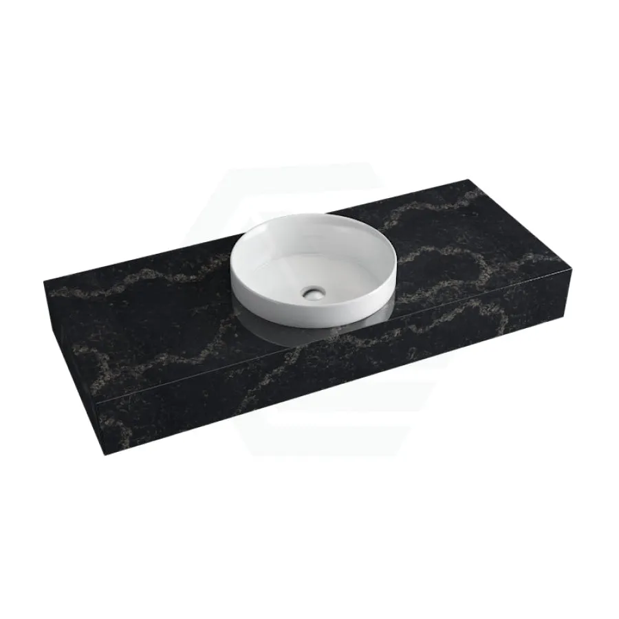 150mm Gloss Black Swan Stone Top Calacatta Quartz with Inset Basin