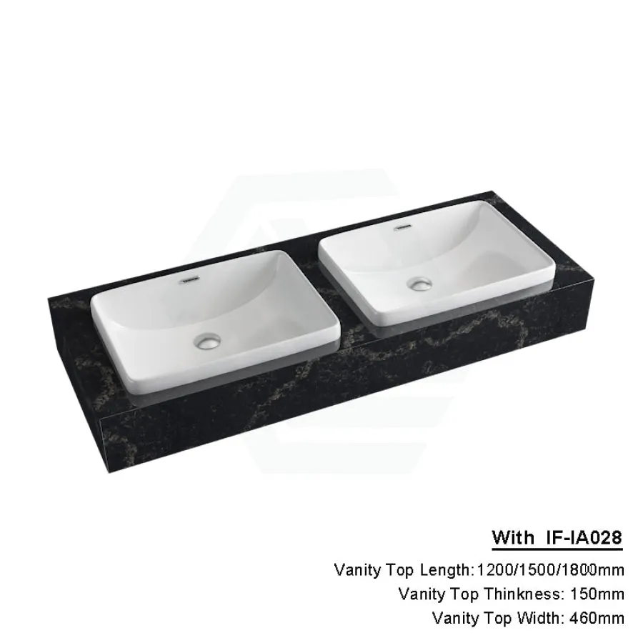 150mm Gloss Black Swan Stone Top Calacatta Quartz with Inset Basin