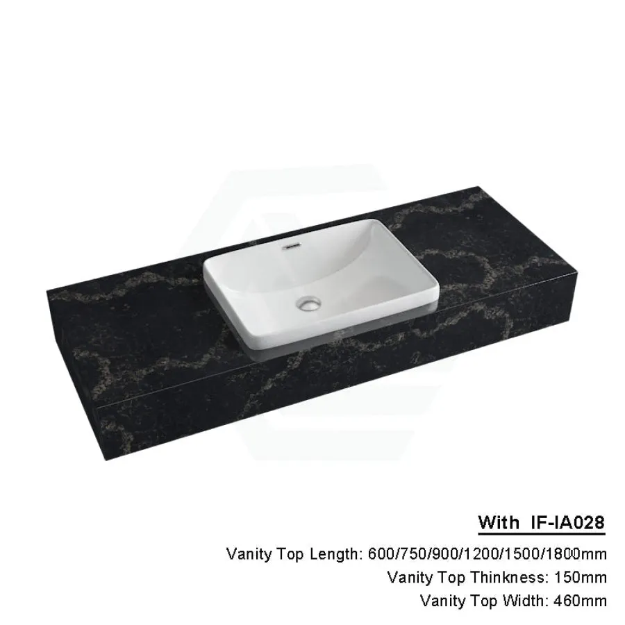 150mm Gloss Black Swan Stone Top Calacatta Quartz with Inset Basin