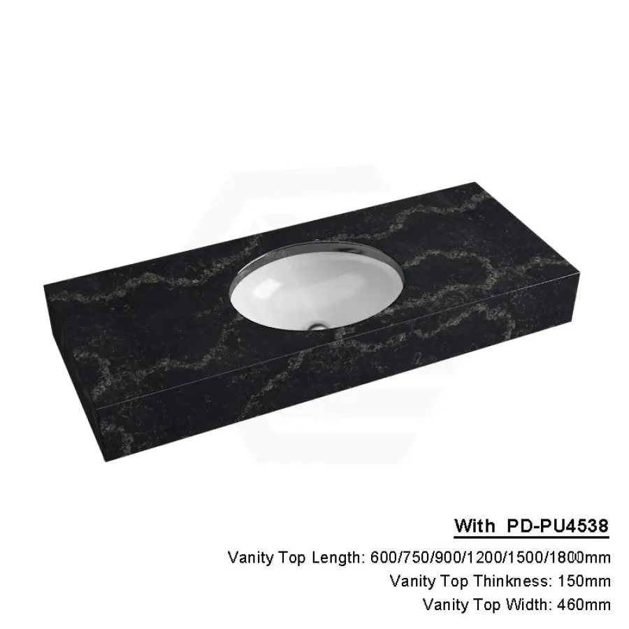 150mm Gloss Black Swan Stone Top Calacatta Quartz with Undermount Basin