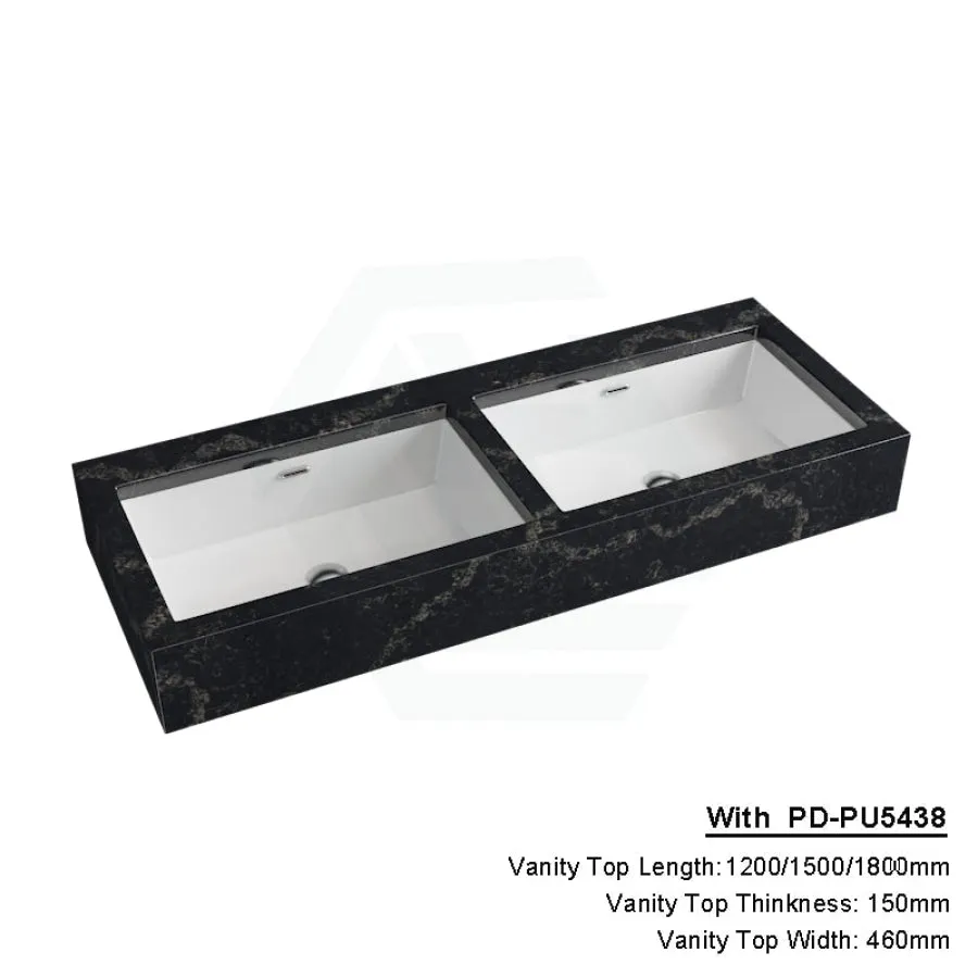150mm Gloss Black Swan Stone Top Calacatta Quartz with Undermount Basin