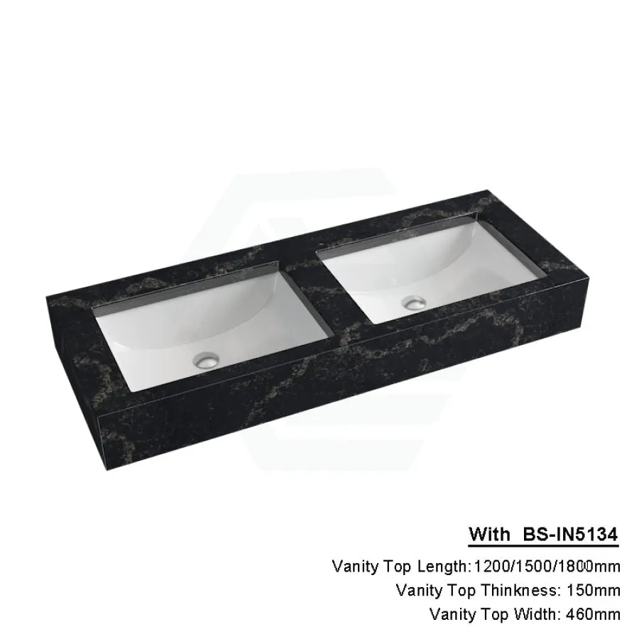 150mm Gloss Black Swan Stone Top Calacatta Quartz with Undermount Basin