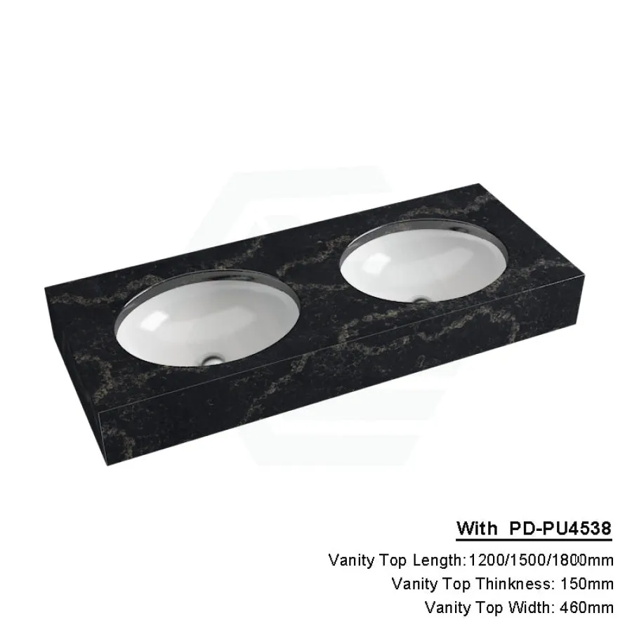 150mm Gloss Black Swan Stone Top Calacatta Quartz with Undermount Basin