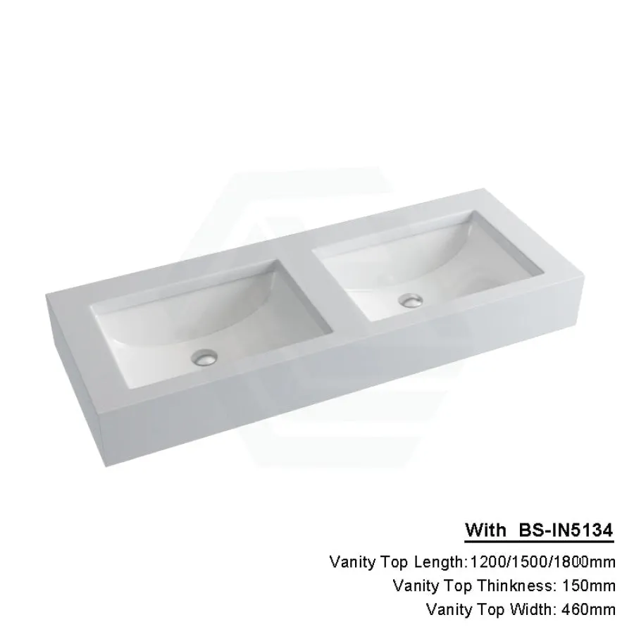 150mm Gloss Silk White Stone Top Calacatta Quartz with Undermount Basin
