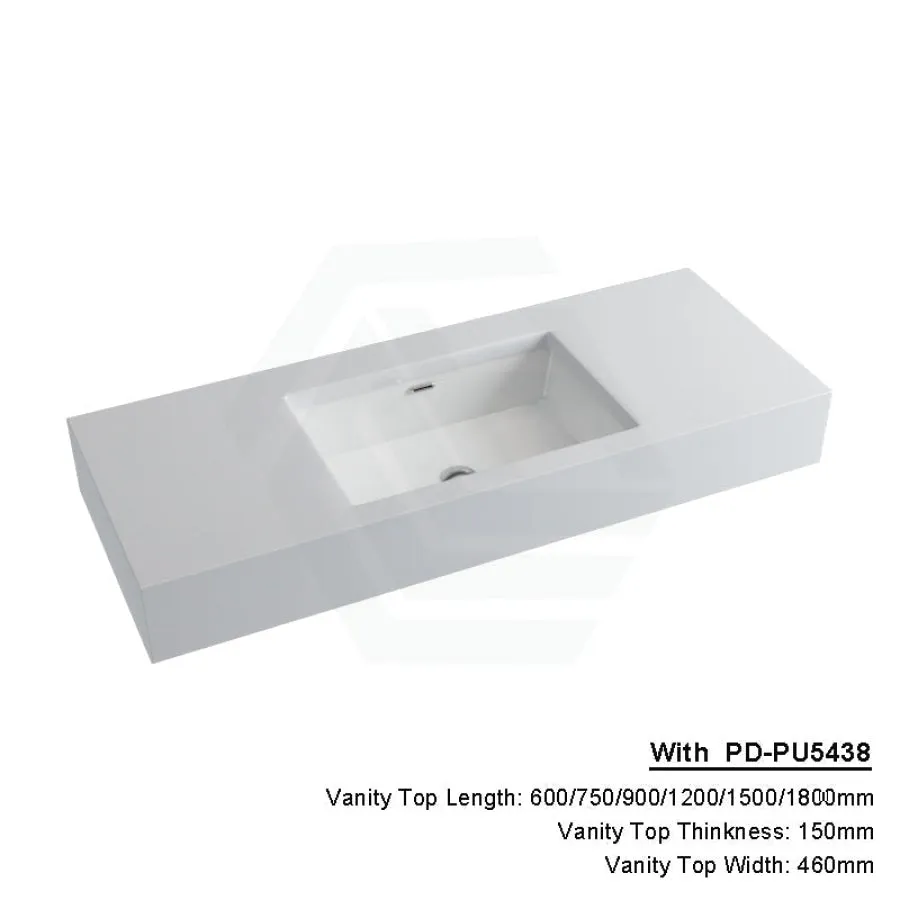 150mm Gloss Silk White Stone Top Calacatta Quartz with Undermount Basin