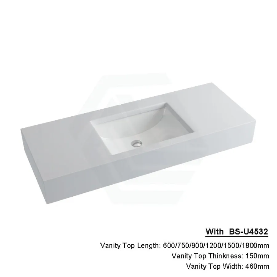 150mm Gloss Silk White Stone Top Calacatta Quartz with Undermount Basin