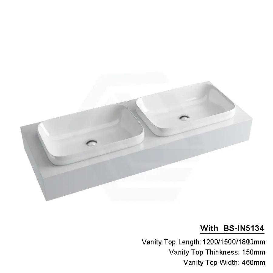 150mm Gloss Silk White Stone Top Quartz with Inset Basin