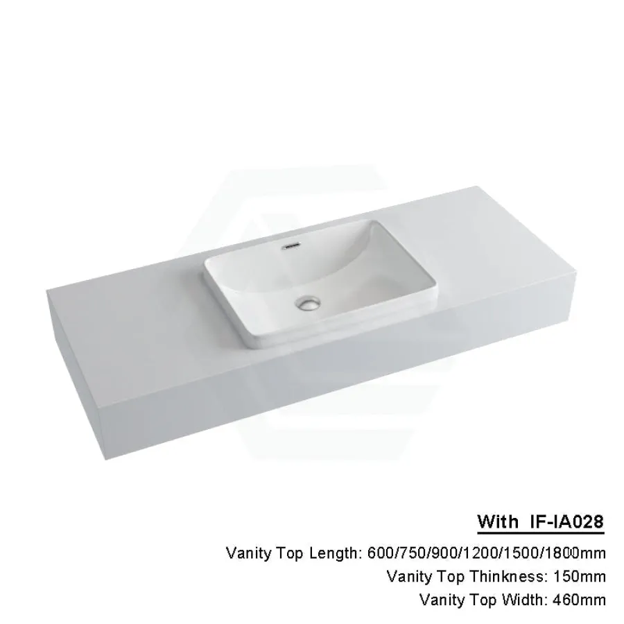 150mm Gloss Silk White Stone Top Quartz with Inset Basin