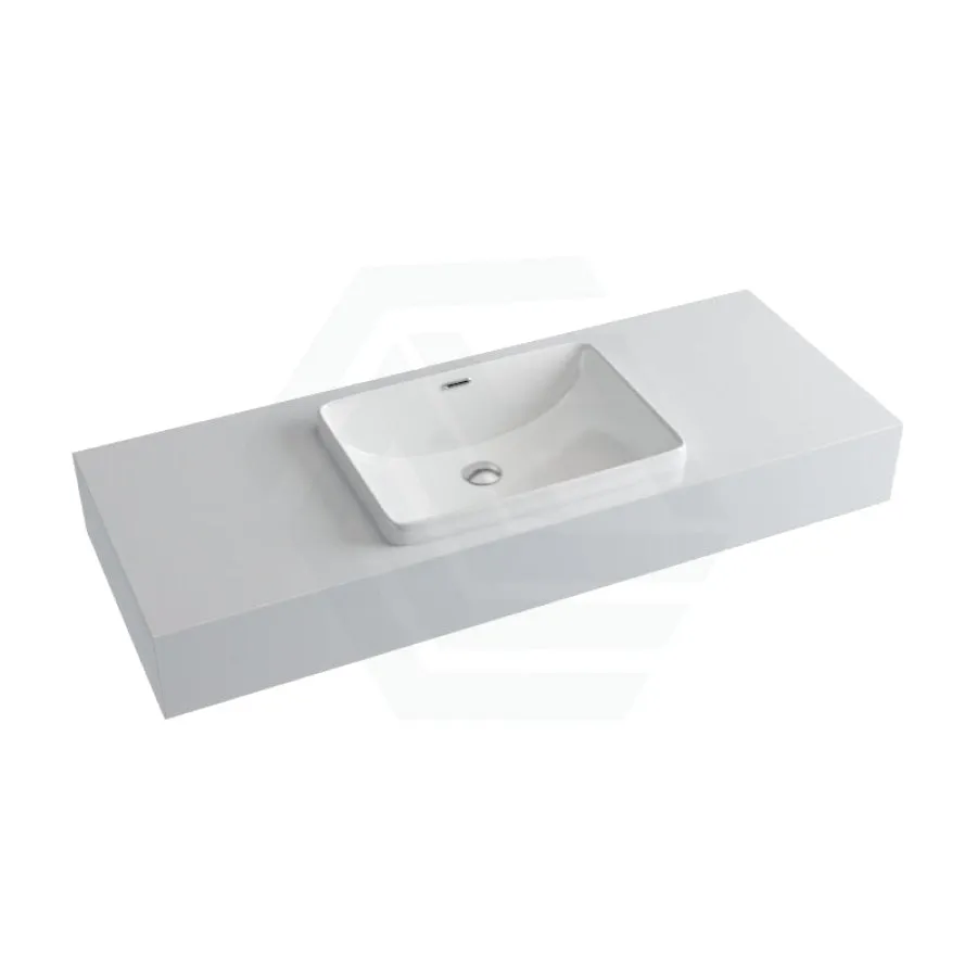 150mm Gloss Silk White Stone Top Quartz with Inset Basin
