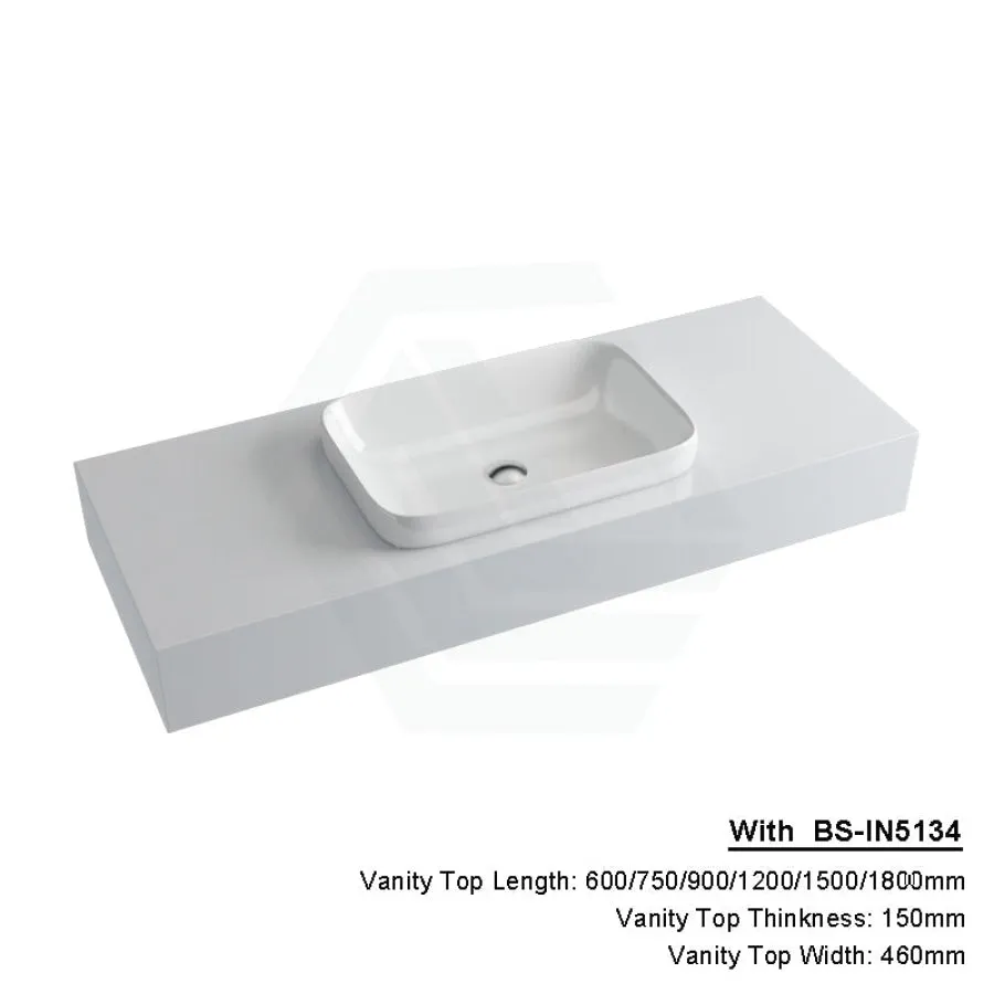 150mm Gloss Silk White Stone Top Quartz with Inset Basin