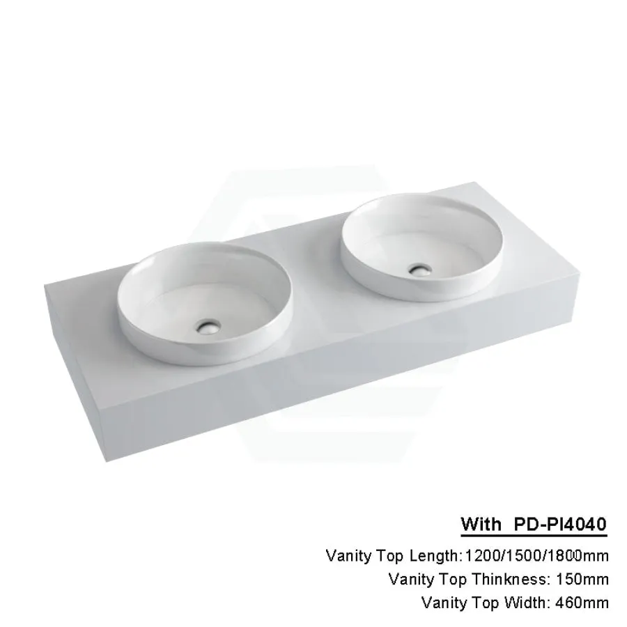 150mm Gloss Silk White Stone Top Quartz with Inset Basin