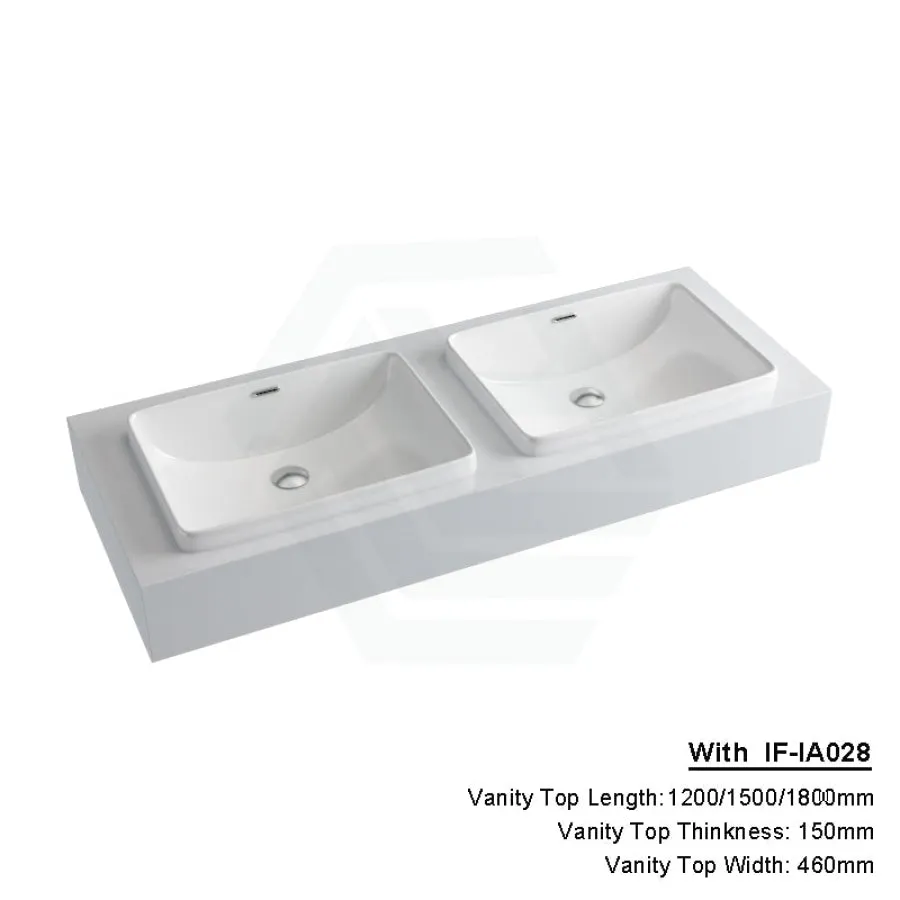150mm Gloss Silk White Stone Top Quartz with Inset Basin