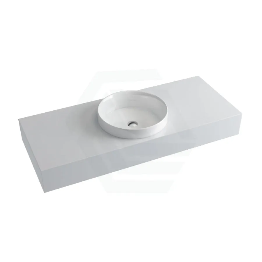 150mm Gloss Silk White Stone Top Quartz with Inset Basin