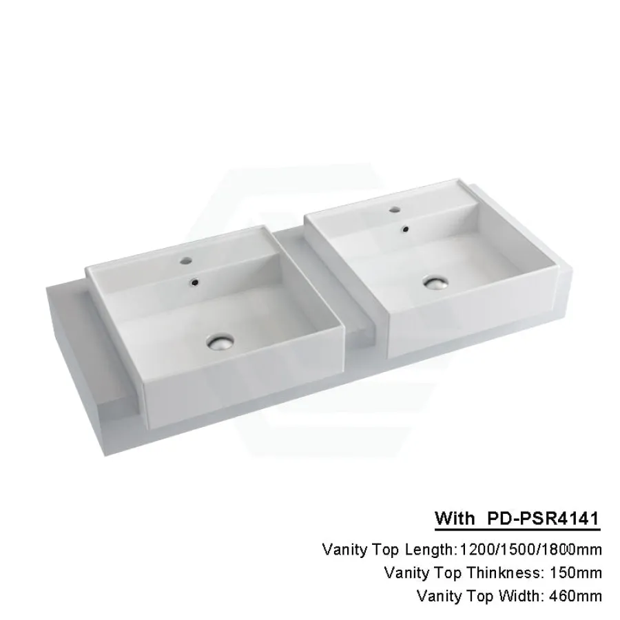 150mm Gloss Silk White Stone Top Quartz with Semi-Recessed Basin