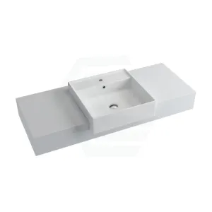 150mm Gloss Silk White Stone Top Quartz with Semi-Recessed Basin