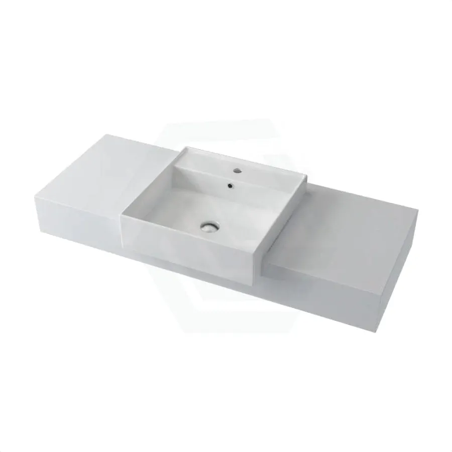 150mm Gloss Silk White Stone Top Quartz with Semi-Recessed Basin