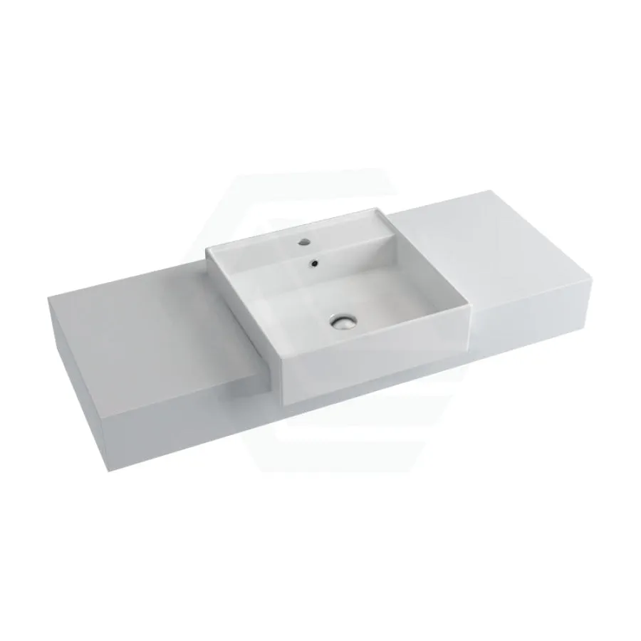 150mm Gloss Silk White Stone Top Quartz with Semi-Recessed Basin