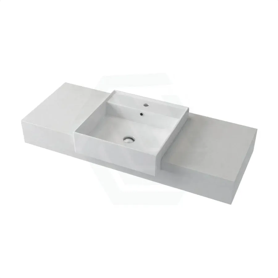 150mm Gloss White Canvas Stone Top Calacatta Quartz with Semi-Recessed Basin