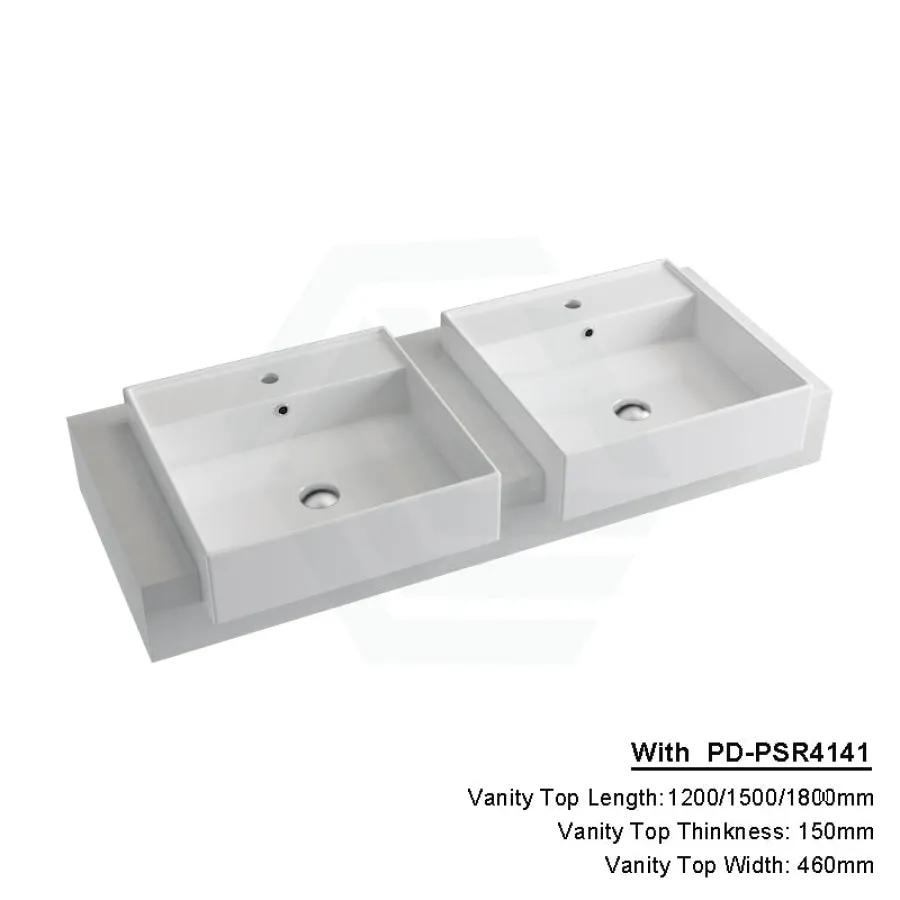 150mm Gloss White Canvas Stone Top Calacatta Quartz with Semi-Recessed Basin