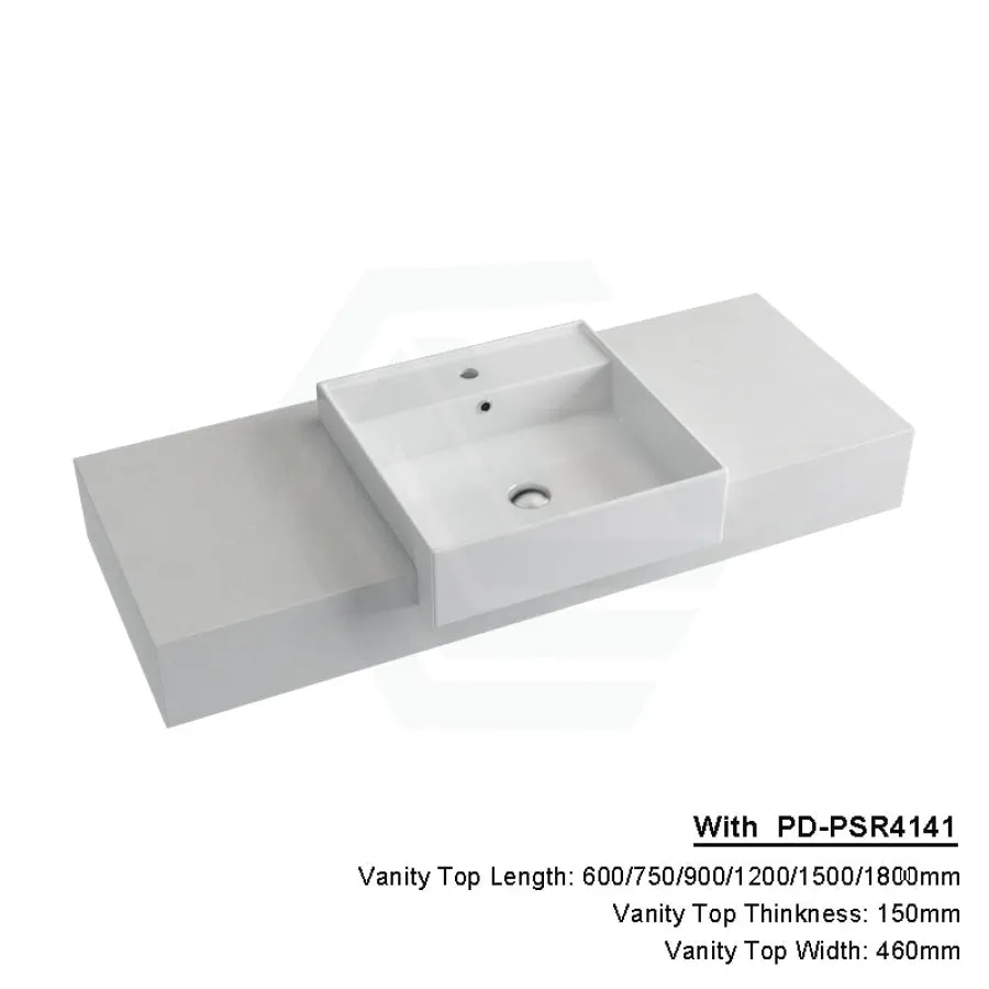 150mm Gloss White Canvas Stone Top Calacatta Quartz with Semi-Recessed Basin