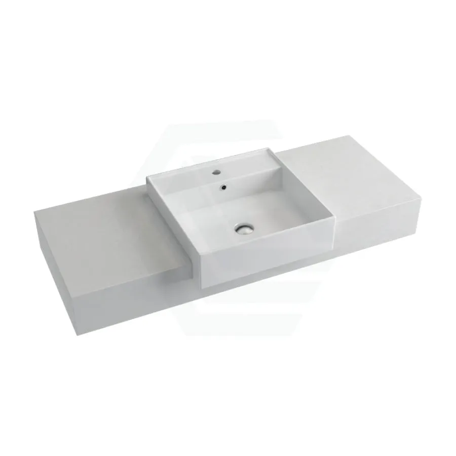 150mm Gloss White Canvas Stone Top Calacatta Quartz with Semi-Recessed Basin