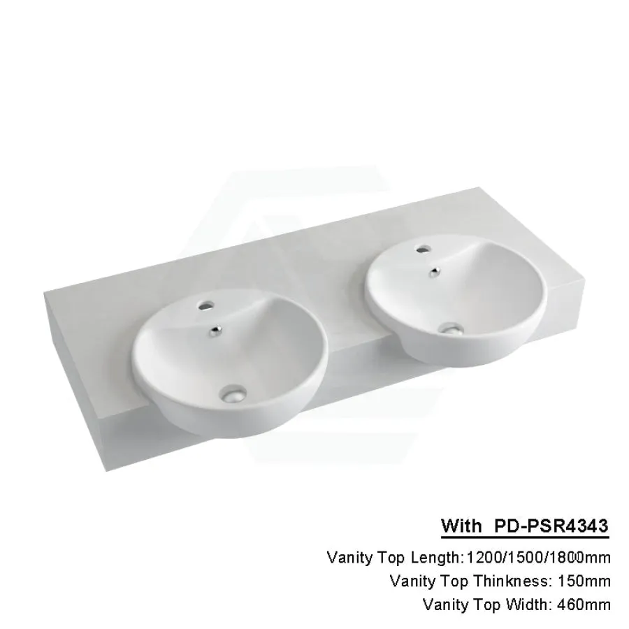 150mm Gloss White Canvas Stone Top Calacatta Quartz with Semi-Recessed Basin