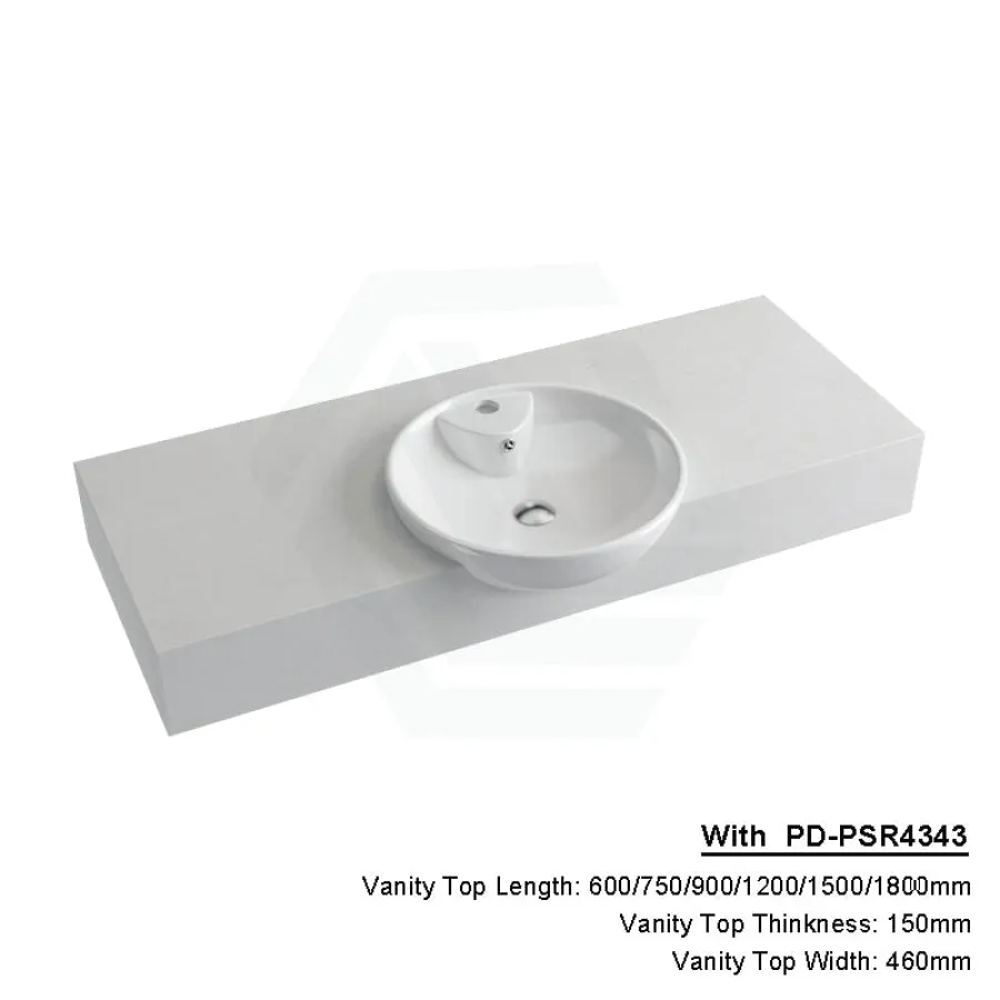 150mm Gloss White Canvas Stone Top Calacatta Quartz with Semi-Recessed Basin
