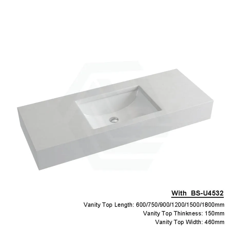 150mm Gloss White Canvas Stone Top Calacatta Quartz with Undermount Basin