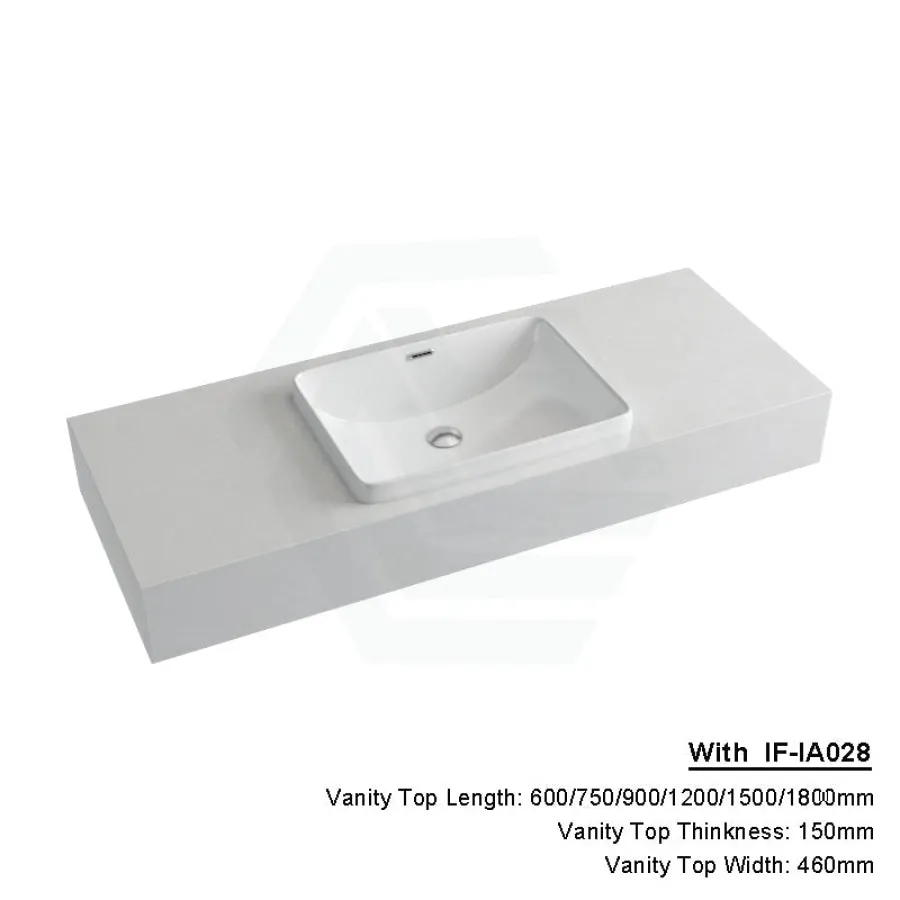 150mm Gloss White Canvas Stone Top Quartz with Inset Basin