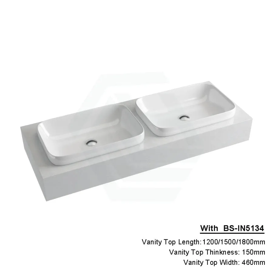150mm Gloss White Canvas Stone Top Quartz with Inset Basin