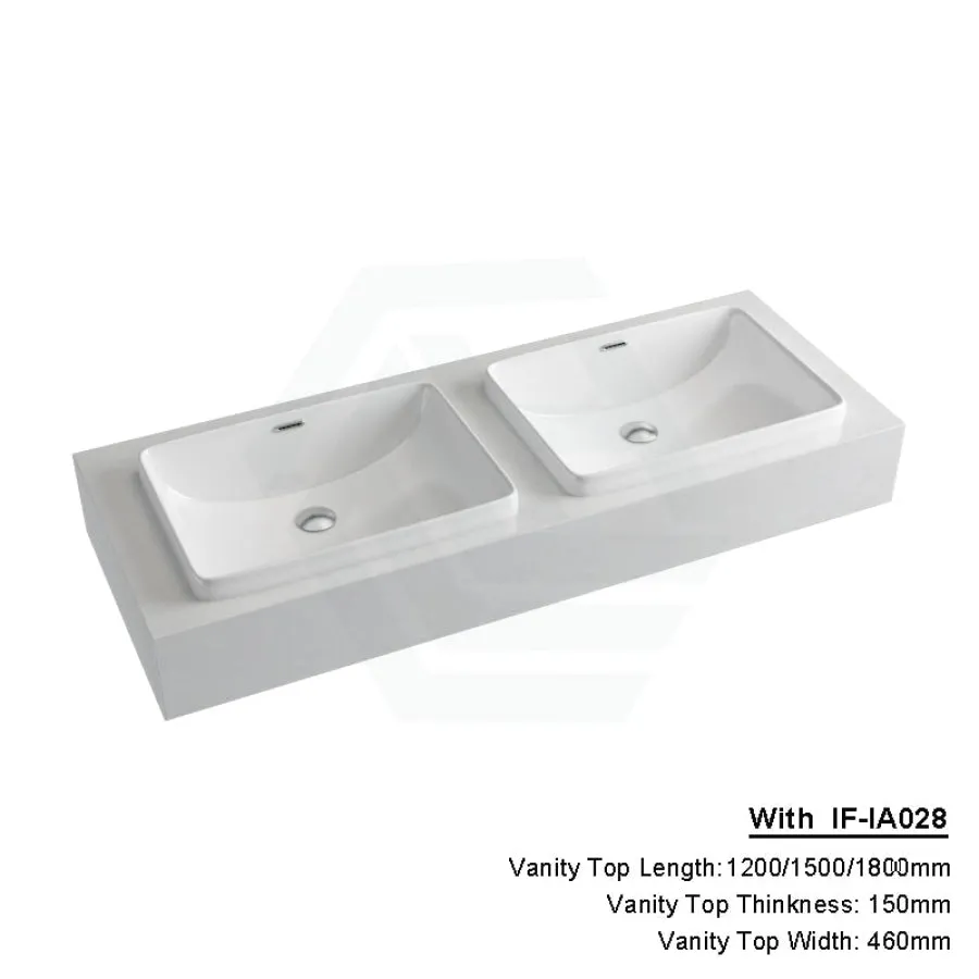150mm Gloss White Canvas Stone Top Quartz with Inset Basin