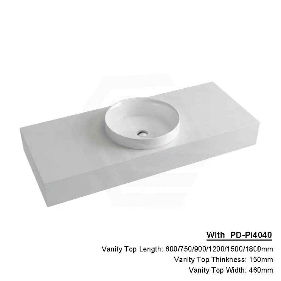 150mm Gloss White Canvas Stone Top Quartz with Inset Basin