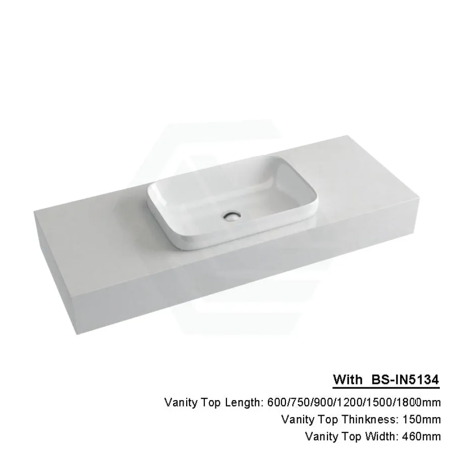 150mm Gloss White Canvas Stone Top Quartz with Inset Basin