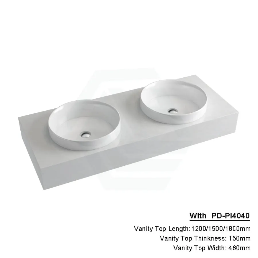150mm Gloss White Canvas Stone Top Quartz with Inset Basin