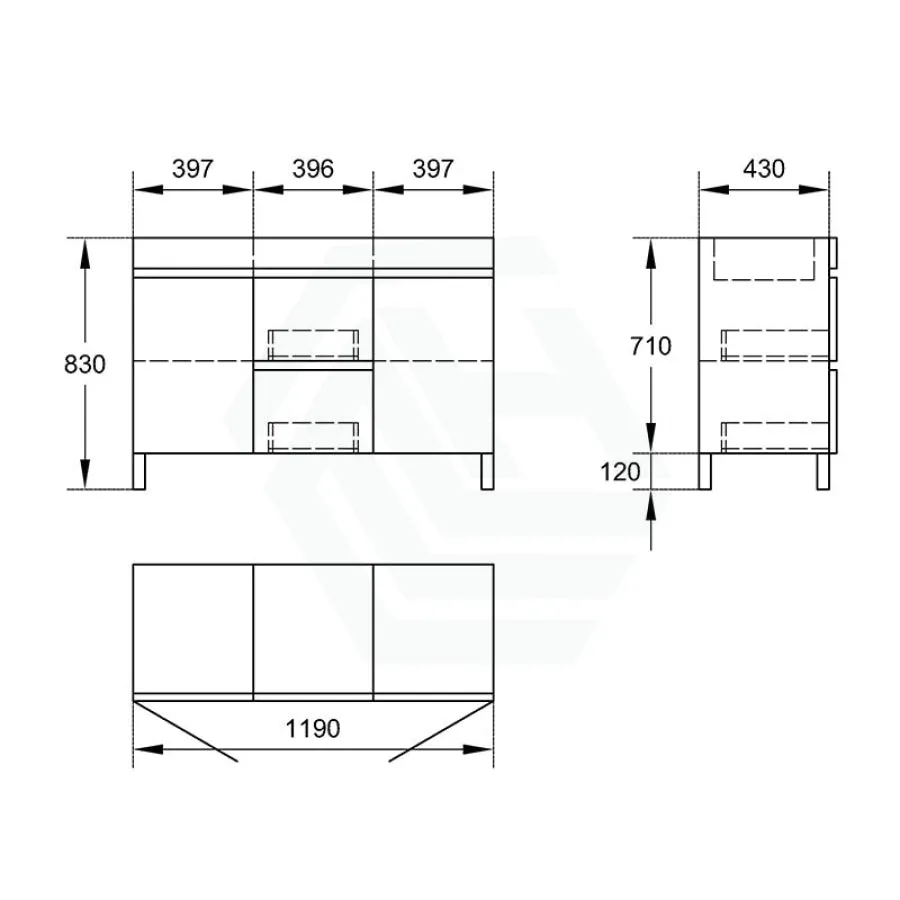 2-Drawer 2-Door 1200/1500/1800mm Bathroom Freestanding Leg Vanity Single/Double Multi-Colour Cabinet Only