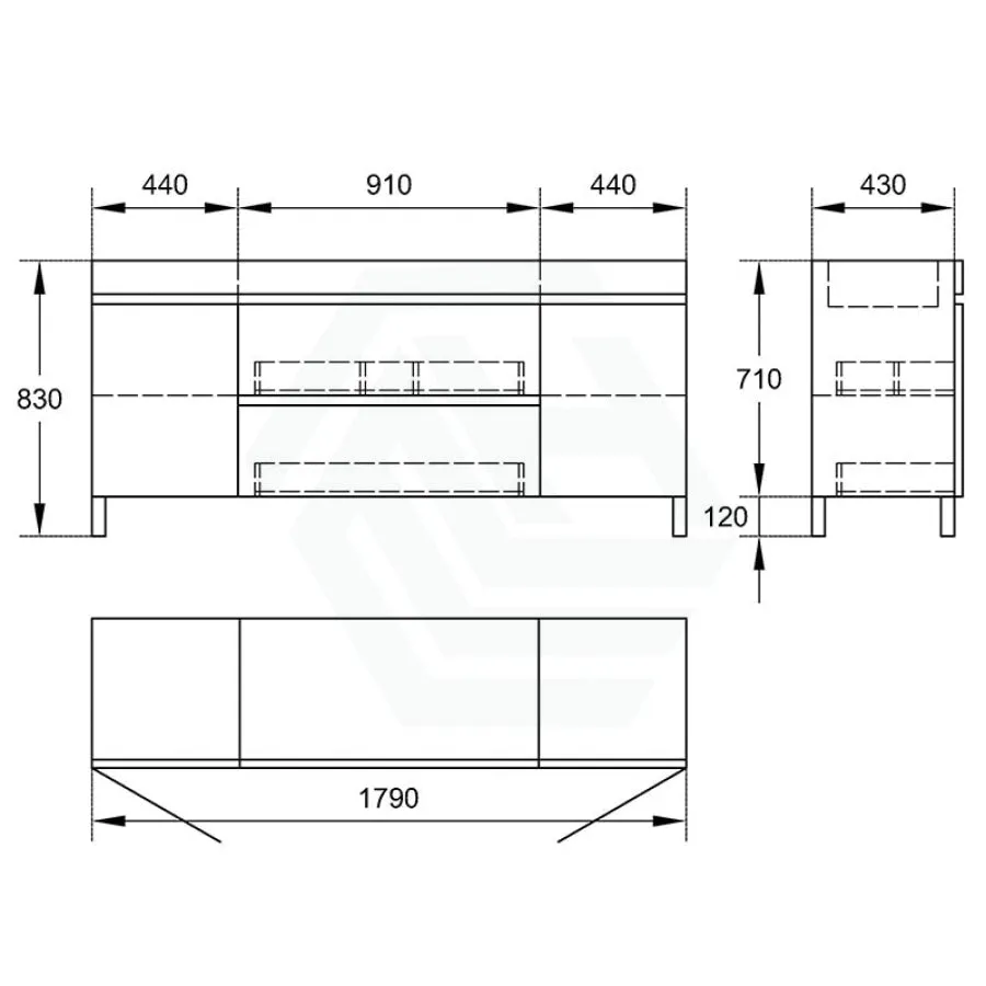 2-Drawer 2-Door 1200/1500/1800mm Bathroom Freestanding Leg Vanity Single/Double Multi-Colour Cabinet Only