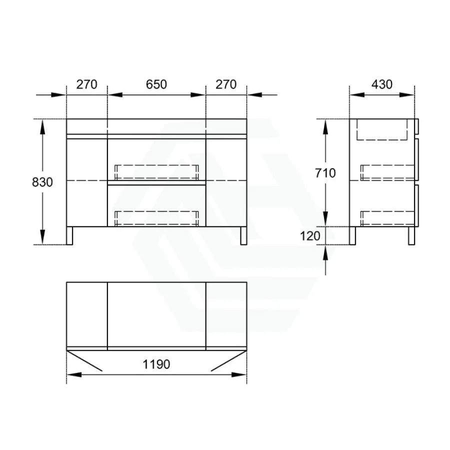 2-Drawer 2-Door 1200/1500/1800mm Bathroom Freestanding Leg Vanity Single/Double Multi-Colour Cabinet Only
