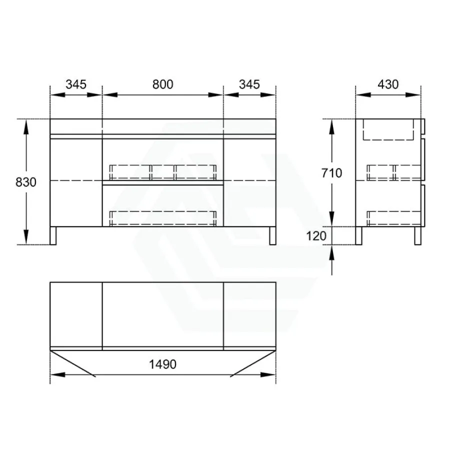 2-Drawer 2-Door 1200/1500/1800mm Bathroom Freestanding Leg Vanity Single/Double Multi-Colour Cabinet Only