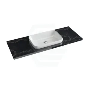20/40/60mm Gloss Black Swan Stone Top Calacatta Quartz with Inset Basin 600-1800mm