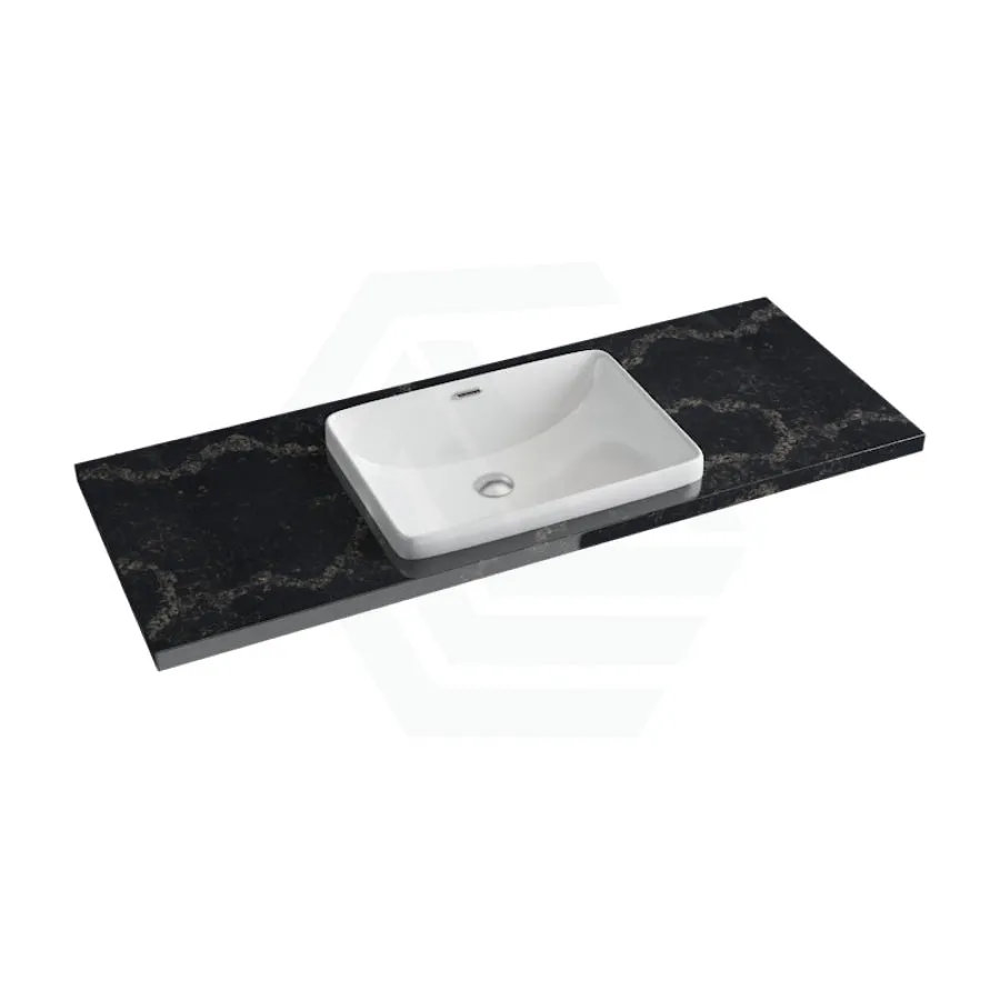 20/40/60mm Gloss Black Swan Stone Top Calacatta Quartz with Inset Basin 600-1800mm