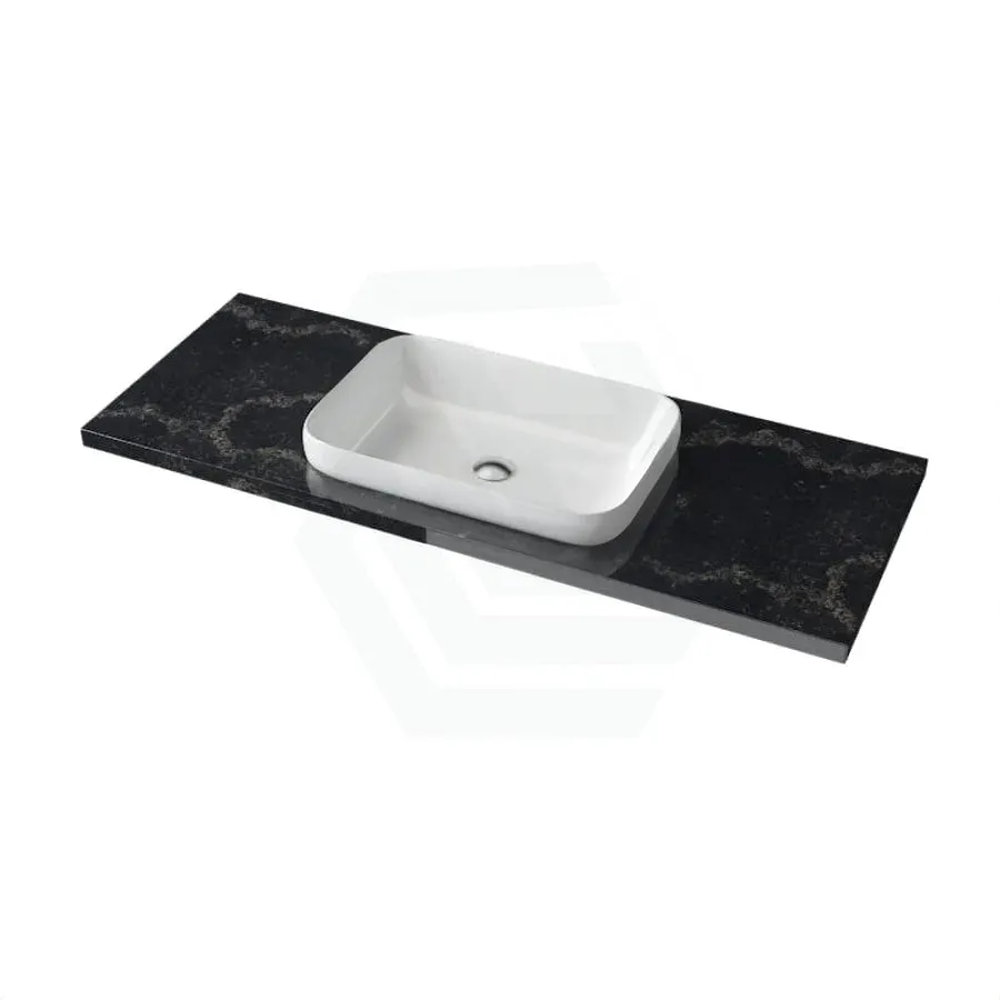 20/40/60mm Gloss Black Swan Stone Top Calacatta Quartz with Inset Basin 600-1800mm