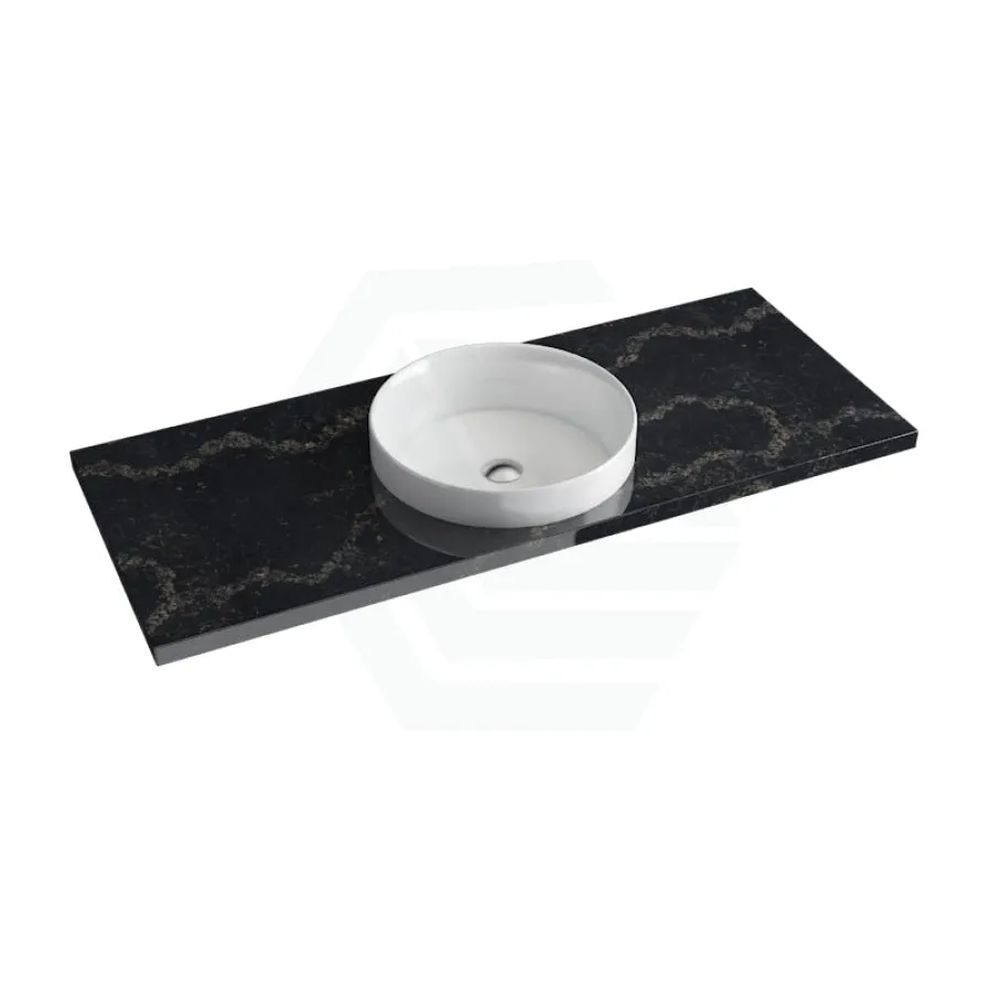 20/40/60mm Gloss Black Swan Stone Top Calacatta Quartz with Inset Basin 600-1800mm
