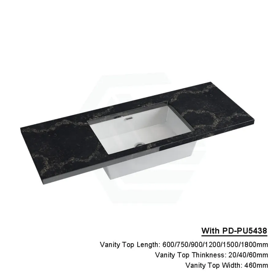 20/40/60mm Gloss Black Swan Stone Top Calacatta Quartz with Undermount Basin
