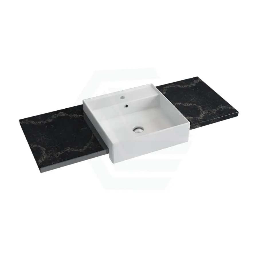 20/40/60mm Gloss Black Swan Stone Top Quartz with Semi-Recessed Basin