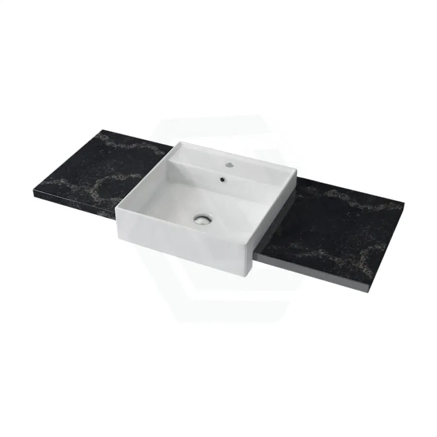20/40/60mm Gloss Black Swan Stone Top Quartz with Semi-Recessed Basin
