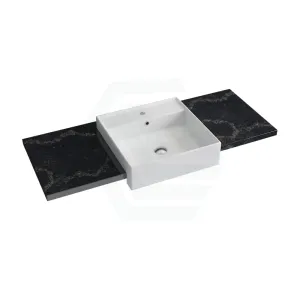 20/40/60mm Gloss Black Swan Stone Top Quartz with Semi-Recessed Basin