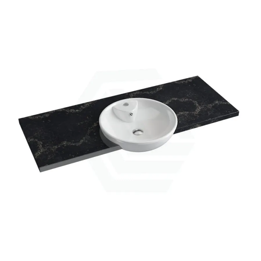 20/40/60mm Gloss Black Swan Stone Top Quartz with Semi-Recessed Basin